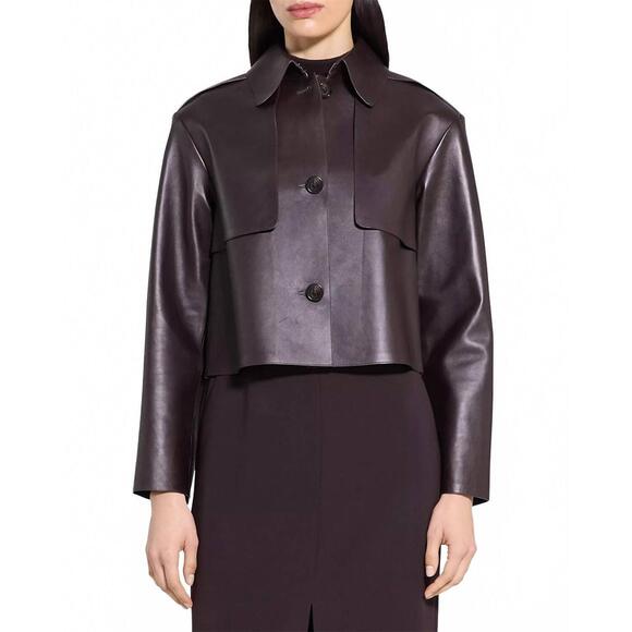 THEORY Jackets & Blazers - NEW THEORY crop trench jacket in cacoa